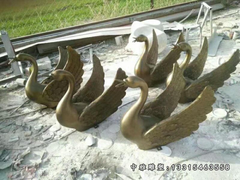 玻璃钢仿铜仙鹤喷泉雕塑，小区景观雕塑