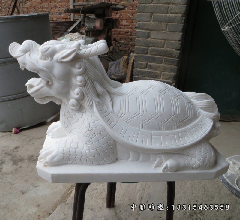 龙龟雕塑，汉白玉龙龟石雕 (2)
