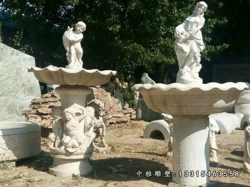 西方人物喷泉，喷泉石雕