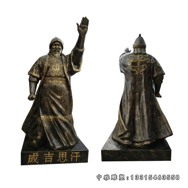 立式挥手成吉思汗雕塑 玻璃钢仿铜古代人物雕塑 (2)