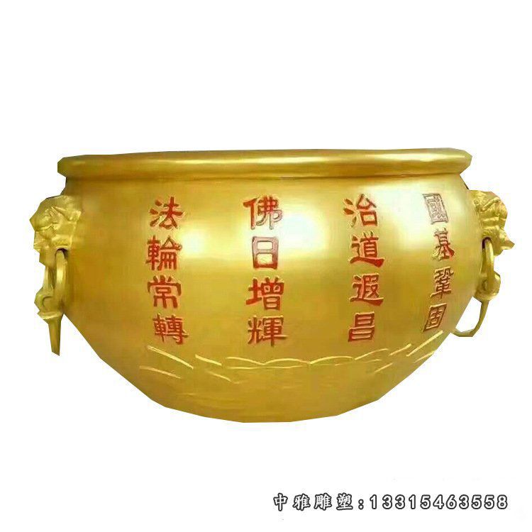 铜雕寺庙法器水缸雕塑摆件