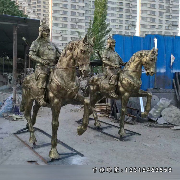 骑马的古代士兵雕塑 玻璃钢仿铜古代人物雕塑 (2)