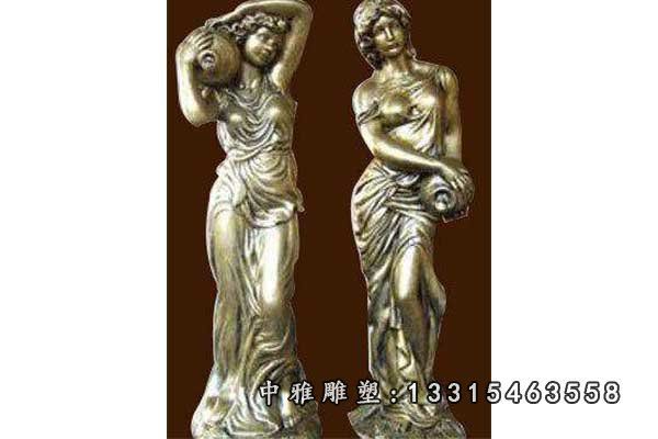 西方抽象女人铜雕
