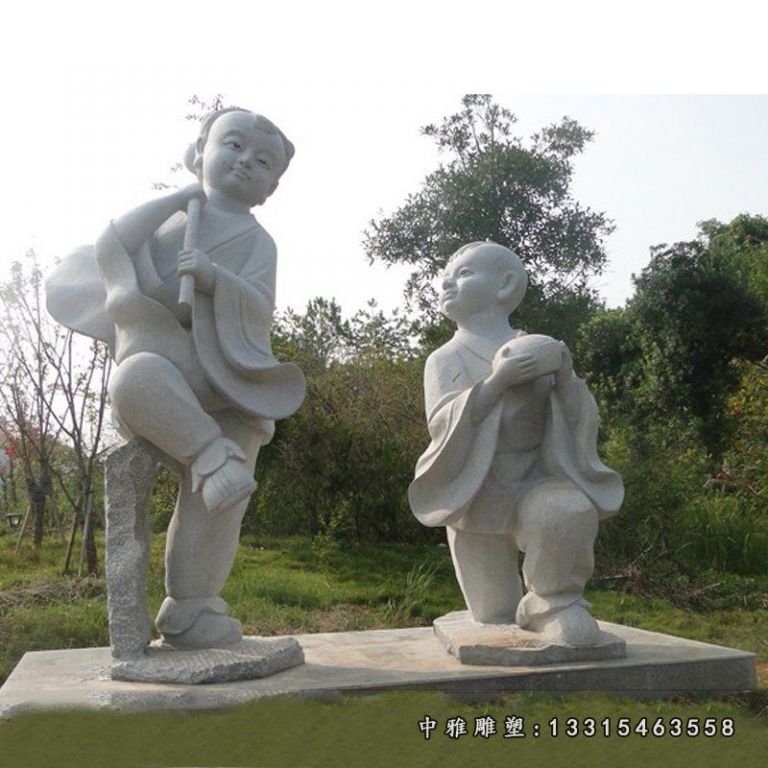 古代做游戏小孩石雕