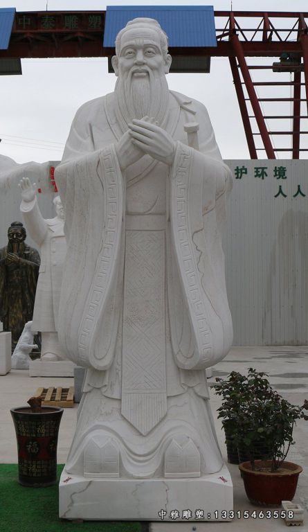 大理石万世师表孔子行教像