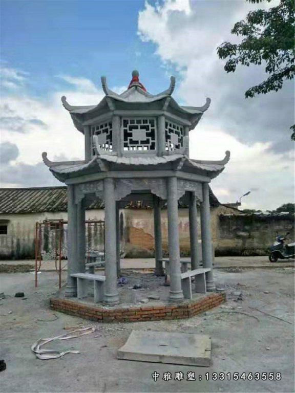 大理石园林双层休息凉亭