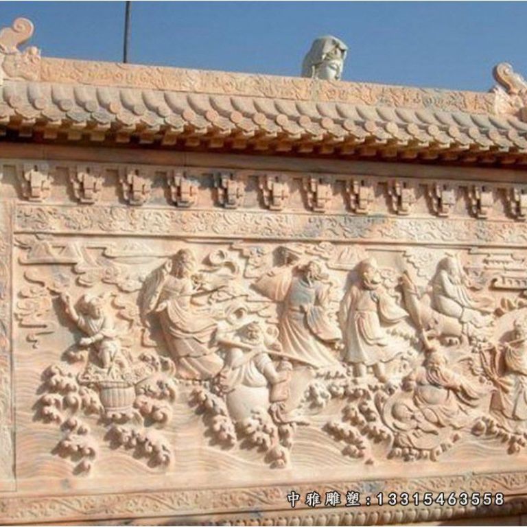 石雕壁画 来图定做浮雕壁画 汉白玉浮雕照壁 寺庙装饰石雕壁画21082