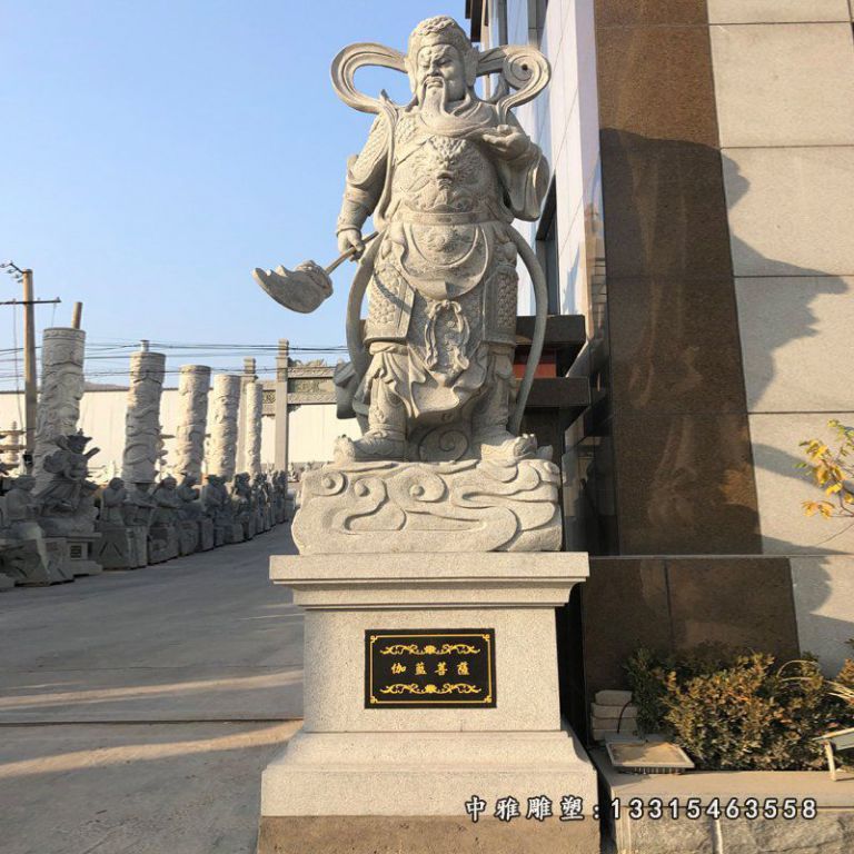 加蓝菩萨石雕，大理石关公雕塑