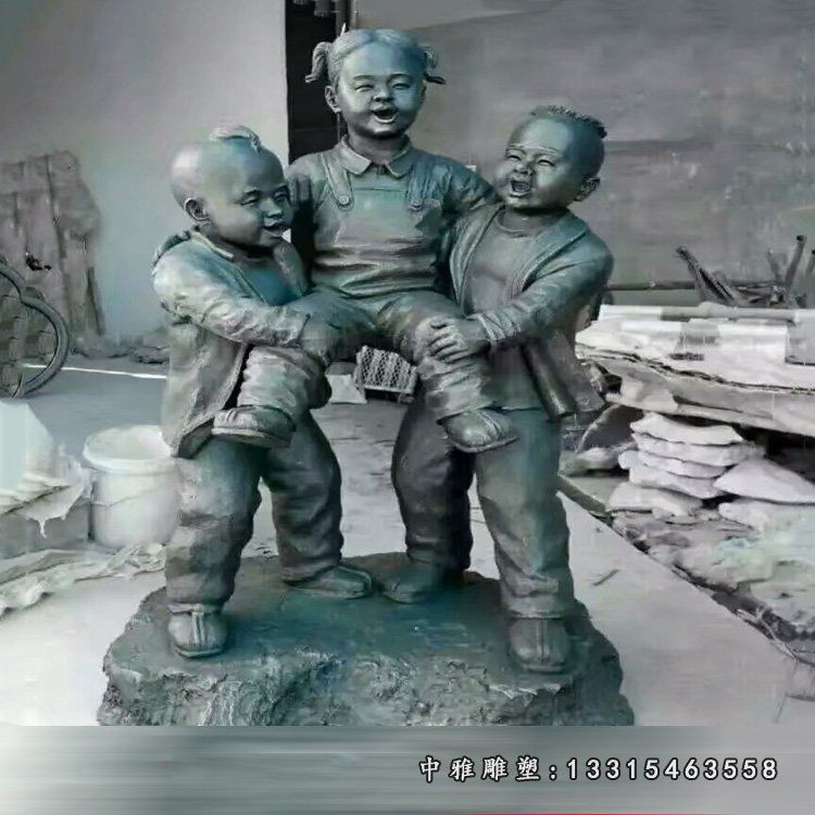 做游戏的儿童铜雕 公园童趣铜雕 (2)