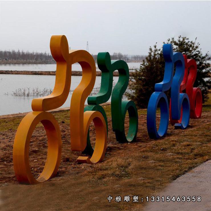 不锈钢骑车小品雕塑 (3)