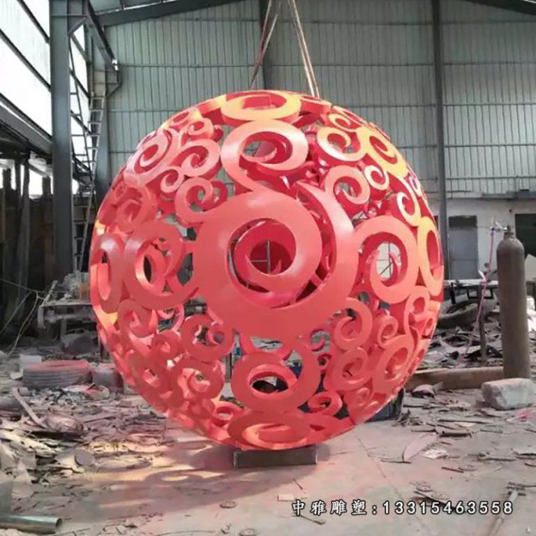 不锈钢花球雕塑，不锈钢彩球雕塑，不锈钢镂空球雕塑 (2)