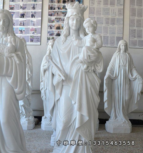 西方圣母石雕，汉白玉人物雕塑
