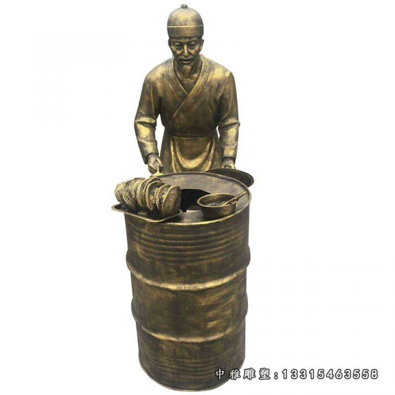 做烧饼的人物铜雕，步行街人物铜雕 (2)