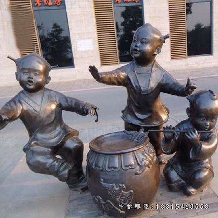铜雕玩耍儿童雕塑