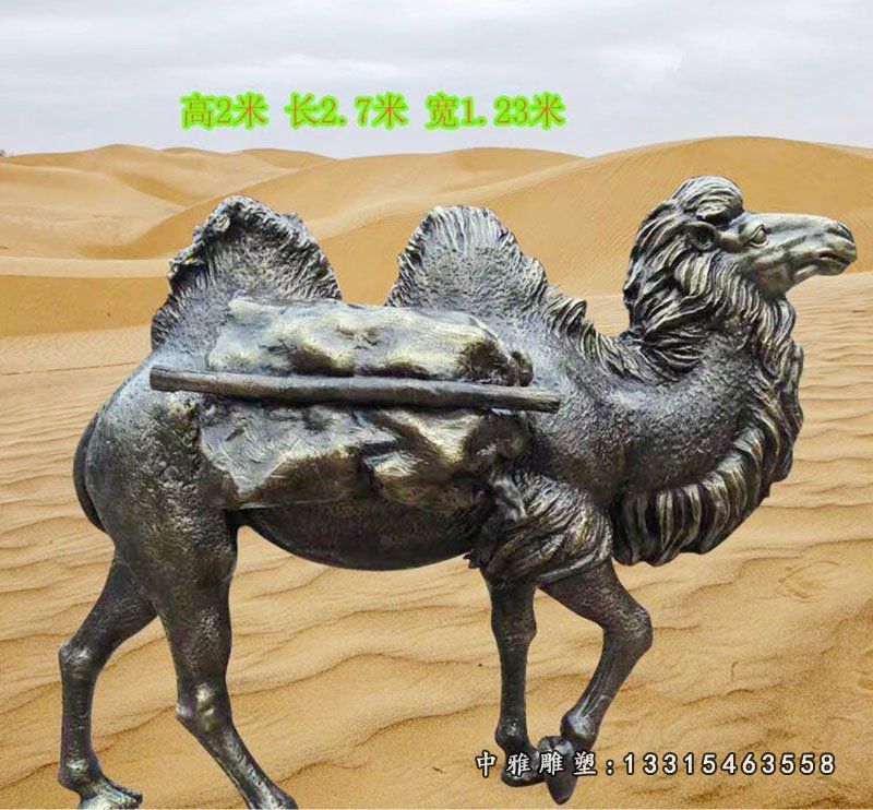 公园双峰骆驼铜雕，公园动物铜雕 (2)