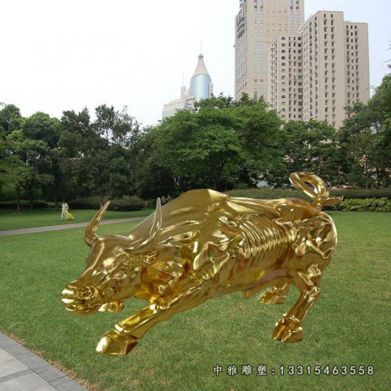 公园动物牛不锈钢雕塑
