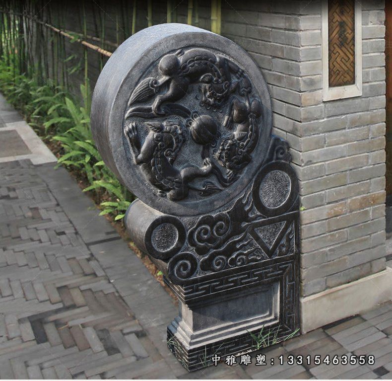 仿古石门墩，园林景观摆件