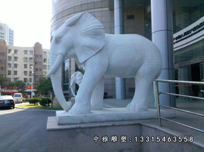 大象石雕，招财象石雕，汉白玉大象石雕 (2)