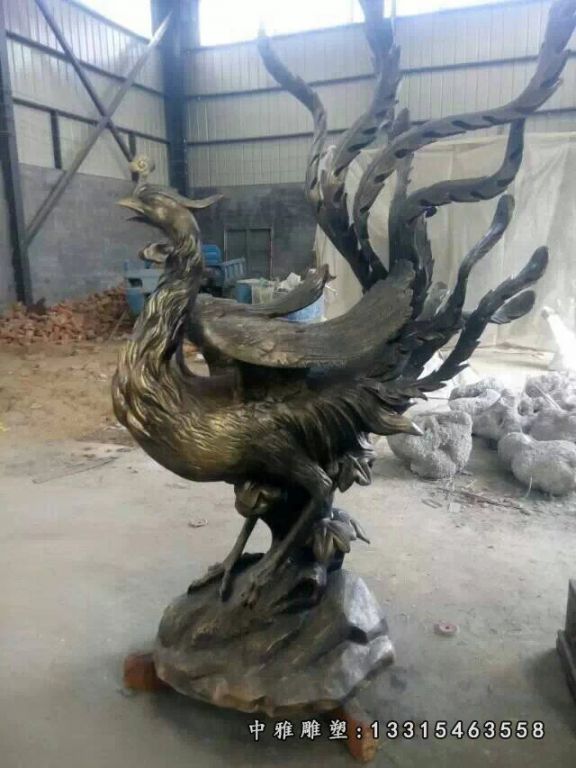 凤凰铜雕，公园动物铜雕