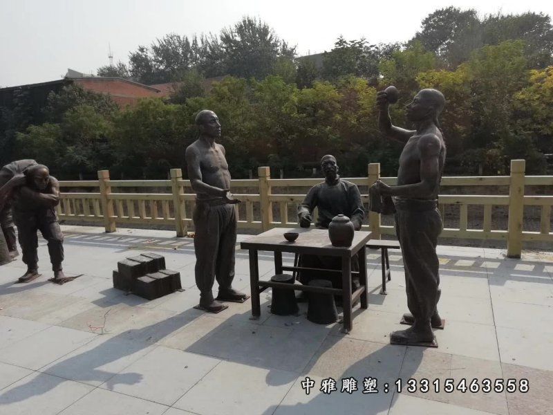 酿酒文化小品人物铜雕