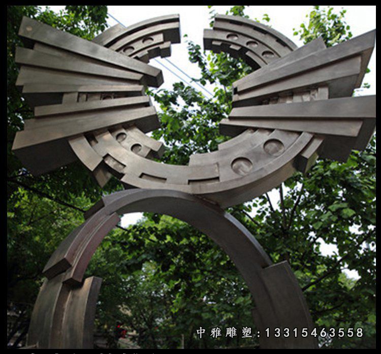 不锈钢抽象齿轮 公园景观雕塑 (2)