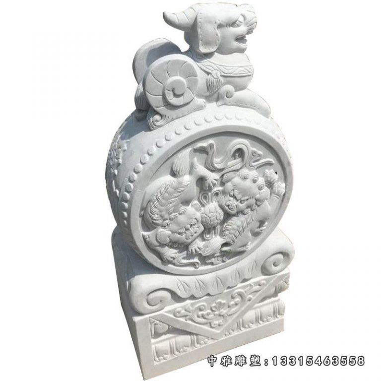 厂家直销汉白玉石门墩大理石门口招财貔貅青石做旧门墩抱鼓石摆件47472