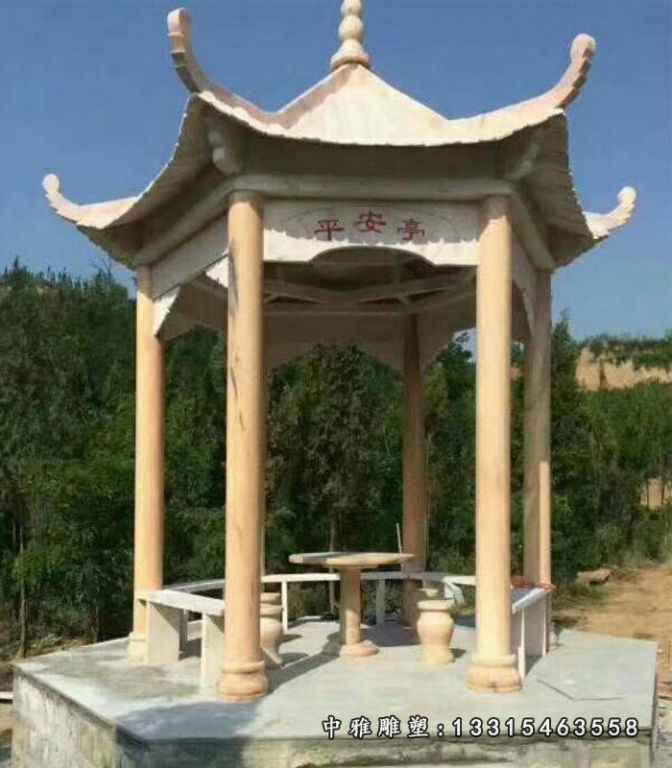 大理石四角凉亭 石雕公园景观雕塑