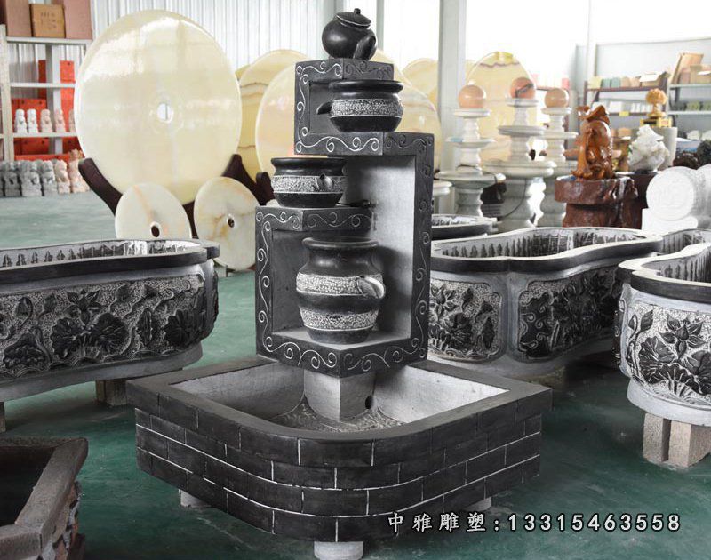 青石小鸟喷泉 石雕公园景观摆件 (4)