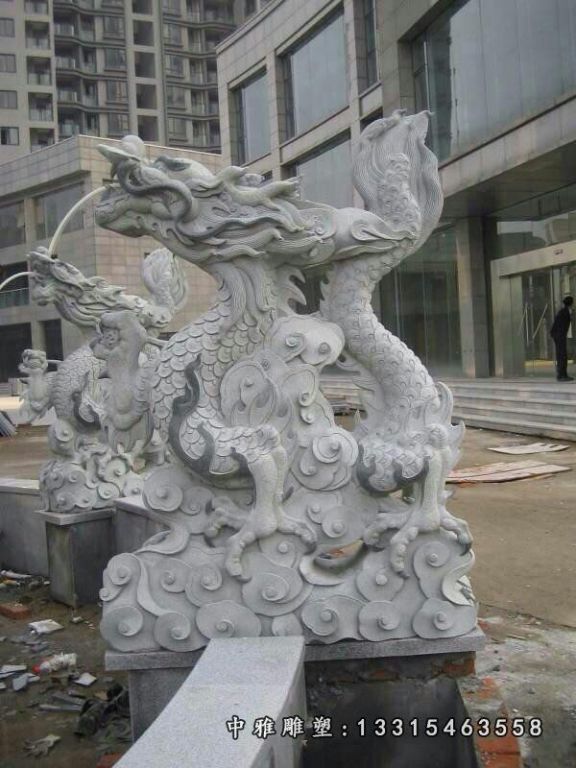 石雕龙喷泉，仿古龙石雕喷泉