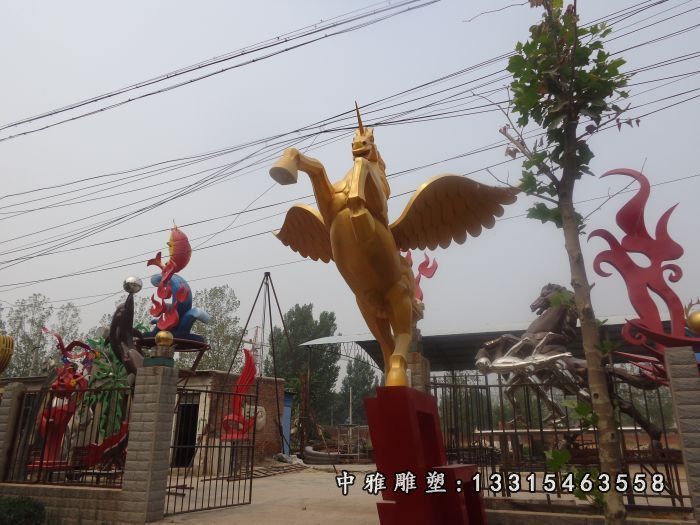 铜雕飞马，广场动物景观雕塑 (4)
