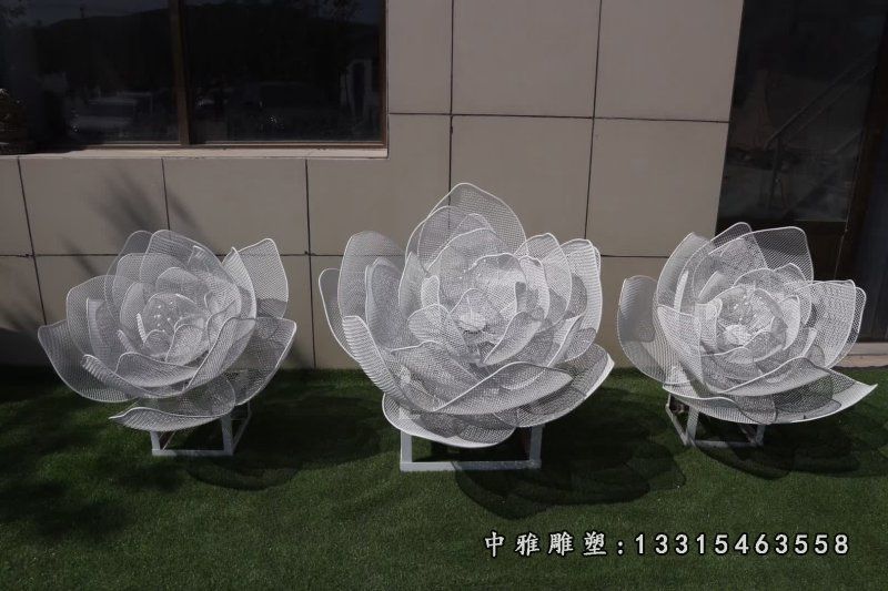 不锈钢镂空荷花雕塑 (5)
