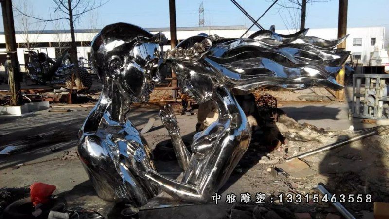 不锈钢情侣雕塑，广场景观雕塑 (2)