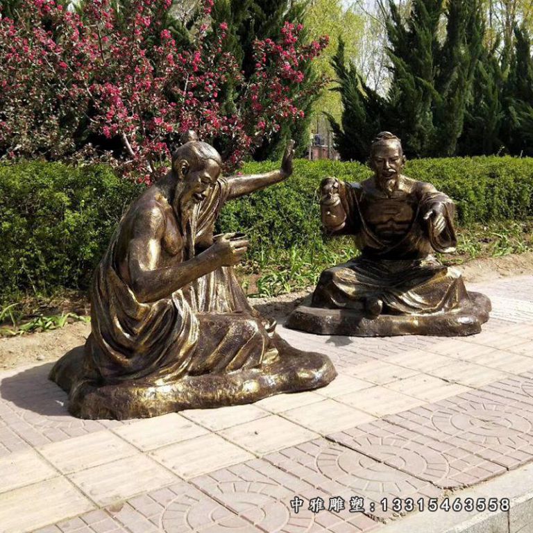 酒文化古代喝酒人物铜雕 (2)