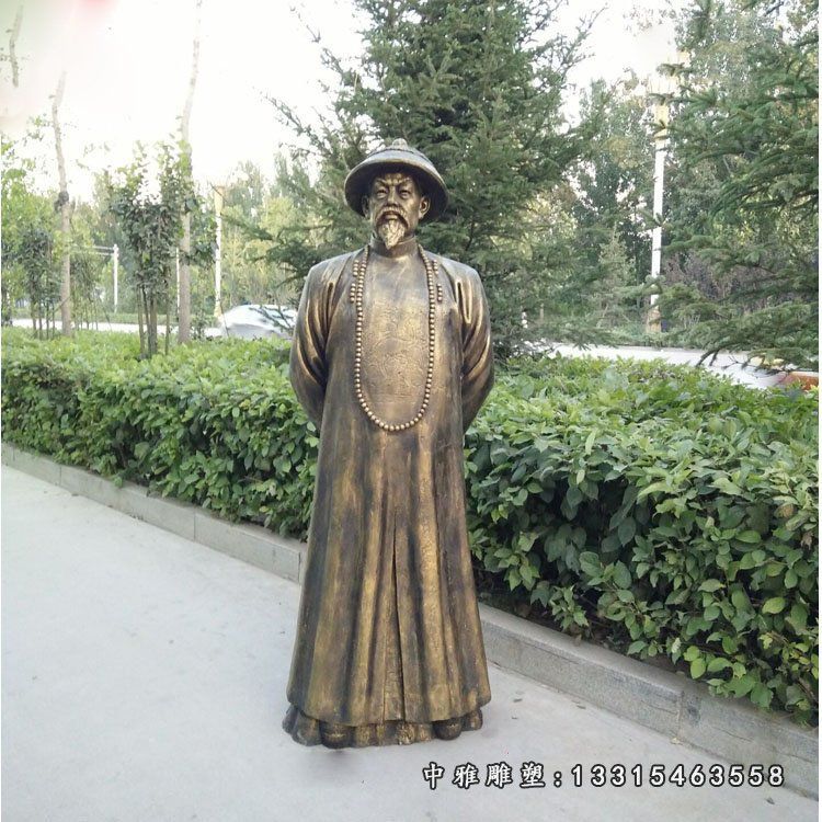 校园玻璃钢仿铜林则徐雕塑清朝民族英雄雕像