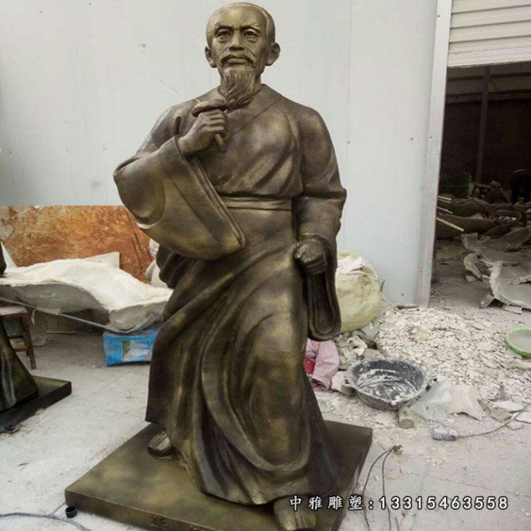 古代人物雕塑，玻璃钢仿铜华佗雕塑 (2)