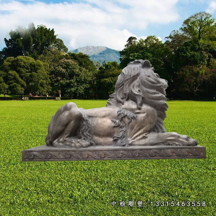 玻璃钢仿铜狮子雕塑，西洋狮雕塑 (1)