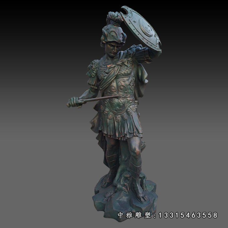 拿短刀的罗马士兵雕塑 玻璃钢仿铜西方人物摆件 (2)