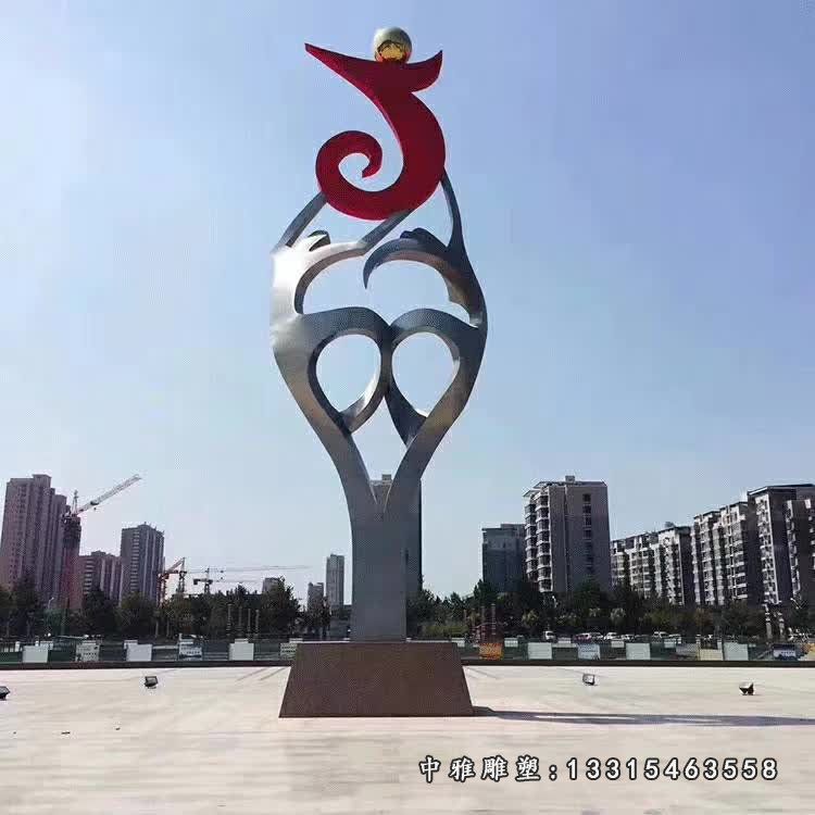 不锈钢企业标志雕塑 (2)