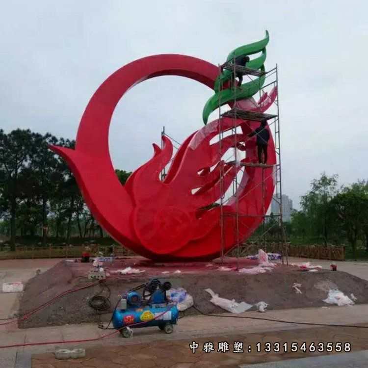 广场抽象凤凰不锈钢雕塑 (1)