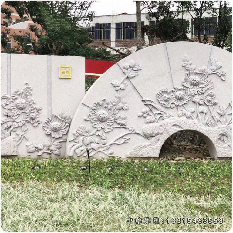 雕刻浮雕照壁定制大型石雕景观墙青石石材文化浮雕墙石雕壁画20170