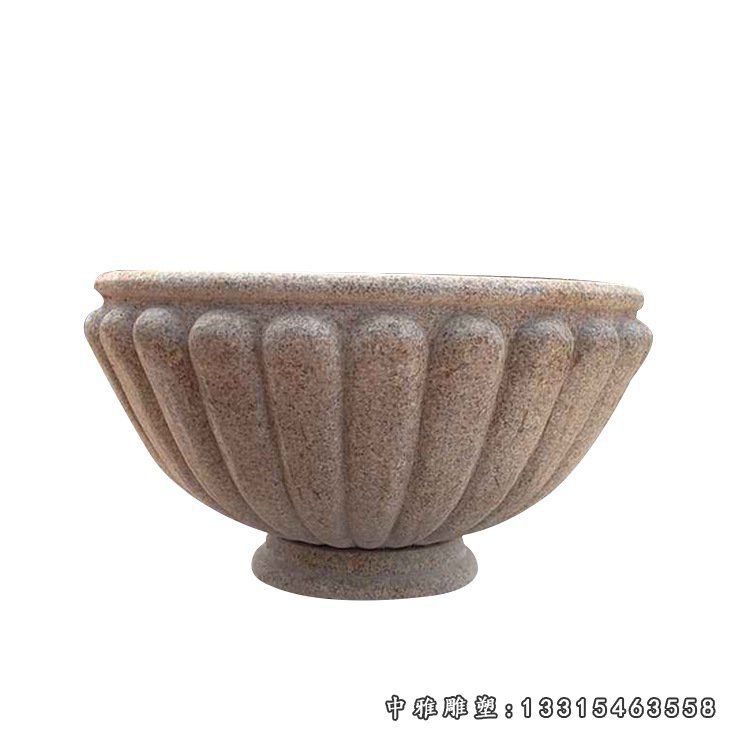生产厂家制作黄金麻大理石花钵 小区别墅欧式花钵花盆 现货批发26586