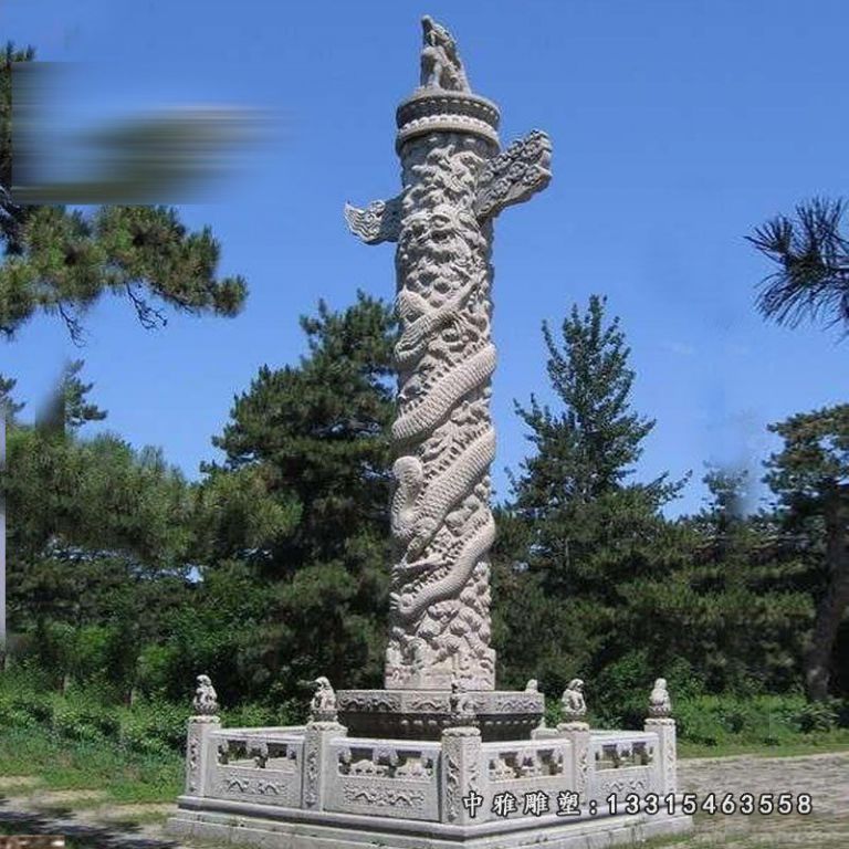 华表石雕，大理石盘龙柱