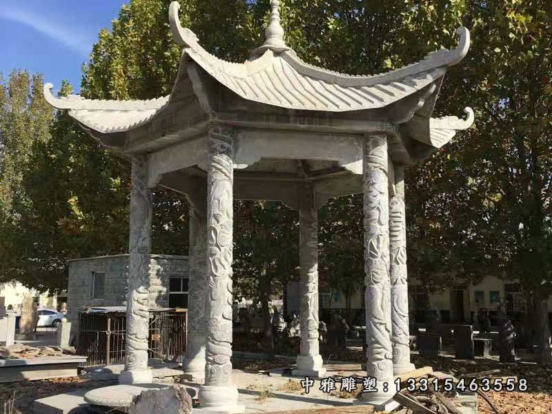 小区六角凉亭石雕