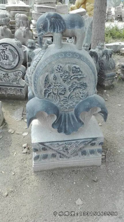 石雕门墩，大象抱鼓石(1)