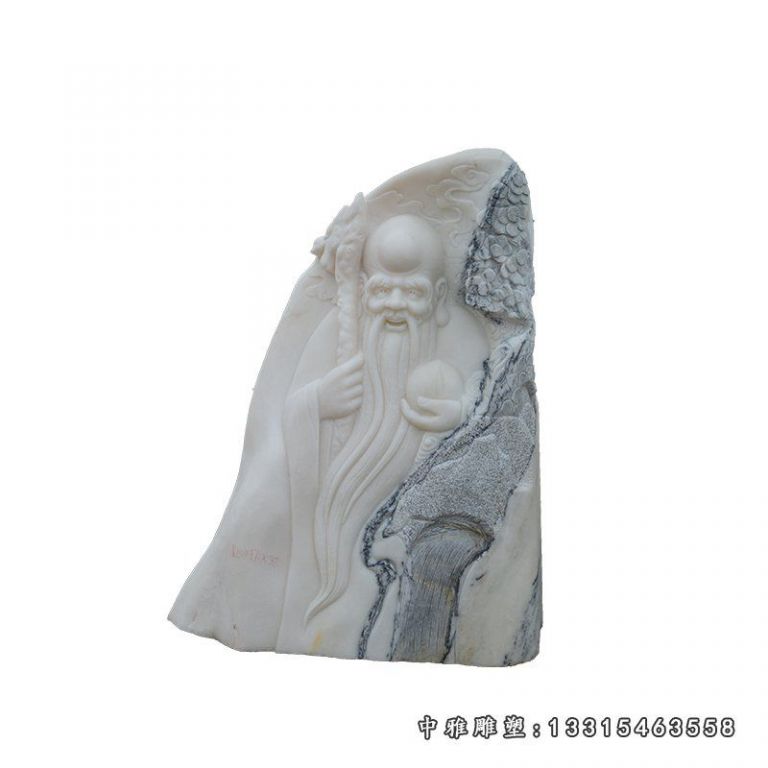 老寿星石浮雕，汉白玉神仙浮雕