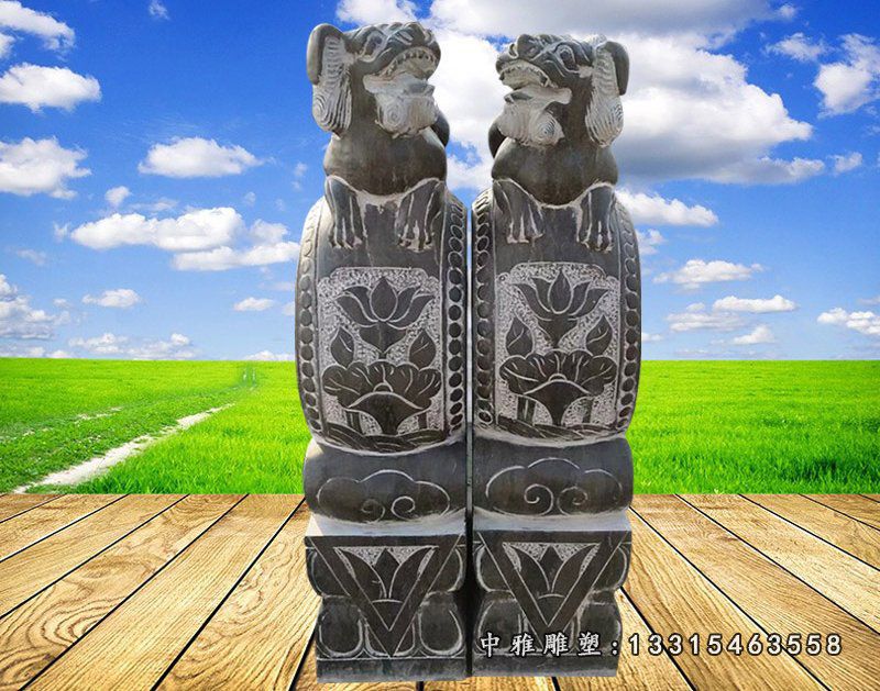 大理石抱鼓狮子 石雕门口摆件