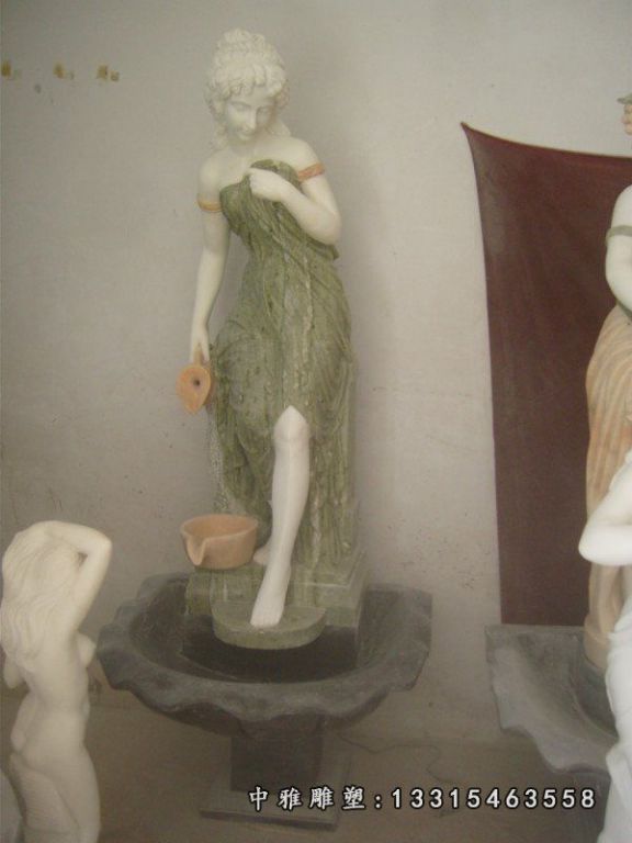 西方美女石雕，汉白玉人物石雕 (10)