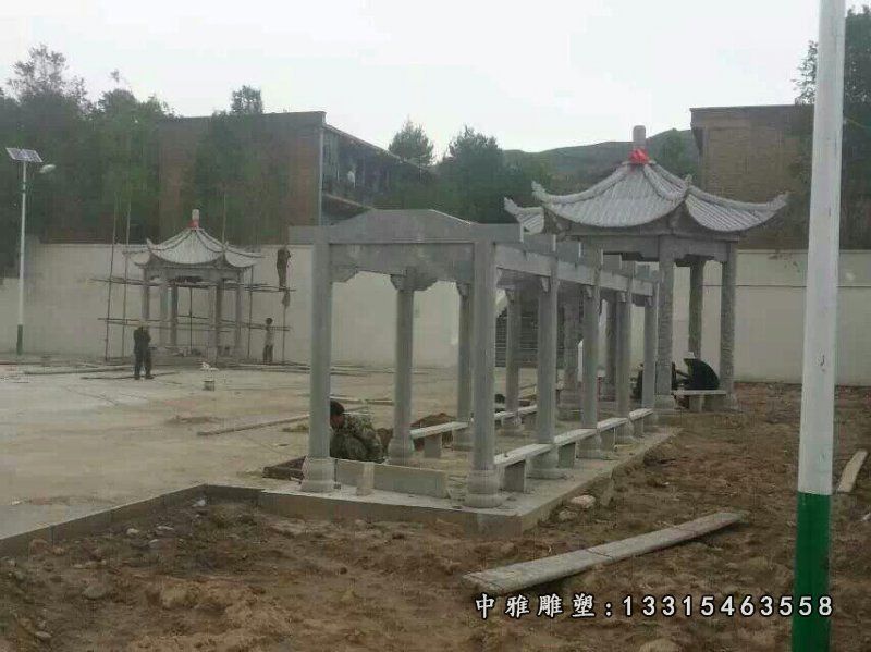长廊石雕，公园走廊雕塑 (1)