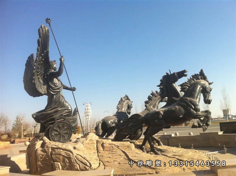 阿波罗战车雕塑，小区景观铜雕 (1)