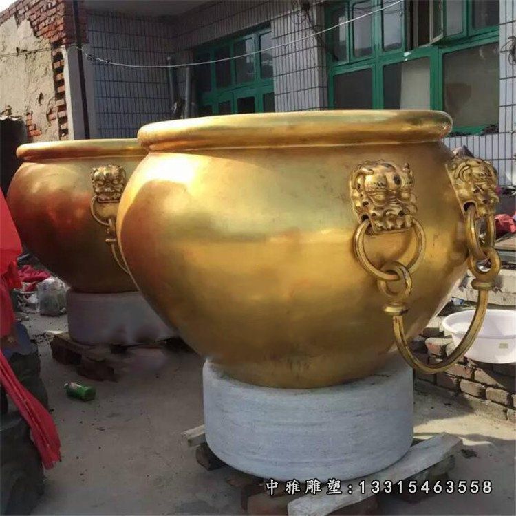庭院纯铜水缸景观摆件